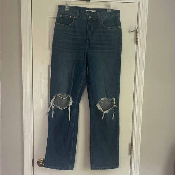 Levi’s Low Pro Straight  Distressed Blue Jeans - Picture 1 of 5
